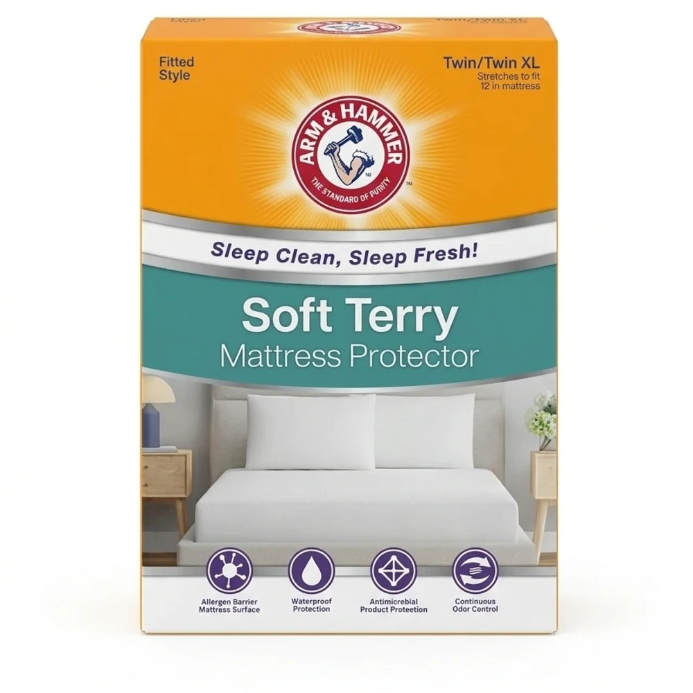 Arm & Hammer Twin / Twin Xl Soft Terry Mattress Protector
